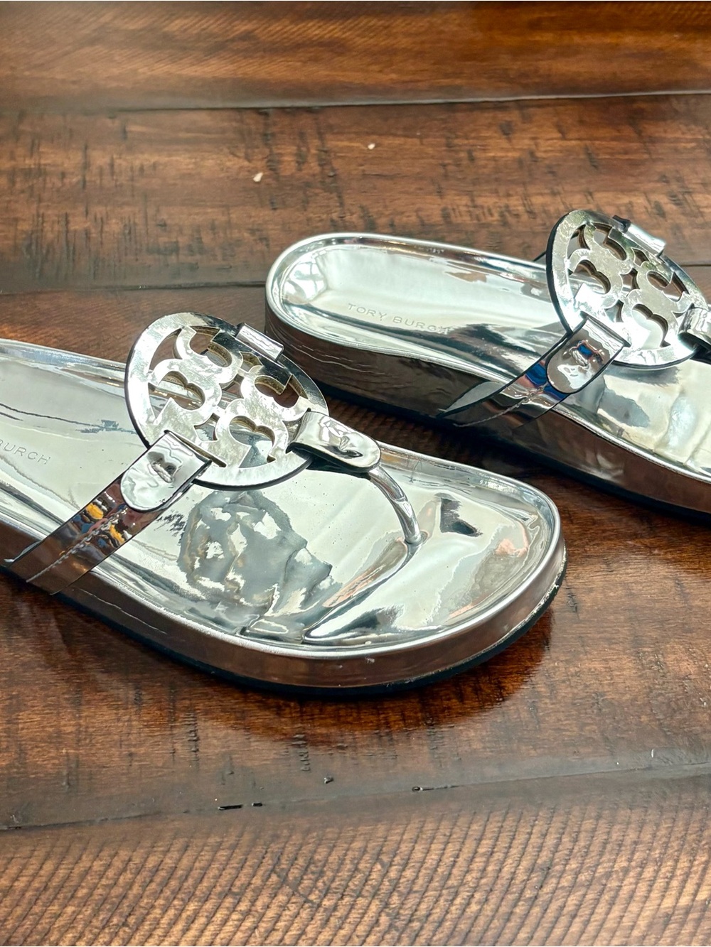 Tory Burch Miller Cloud Sandal Silver Metallic Size 7 - Picture 3 of 6